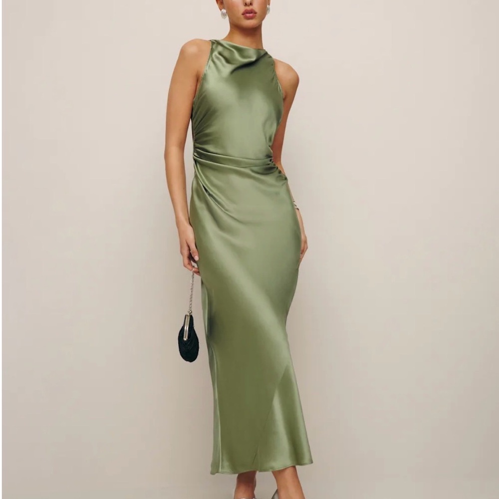 Reformation Casette Silk Cross-Back Dress - Picture 3 of 6